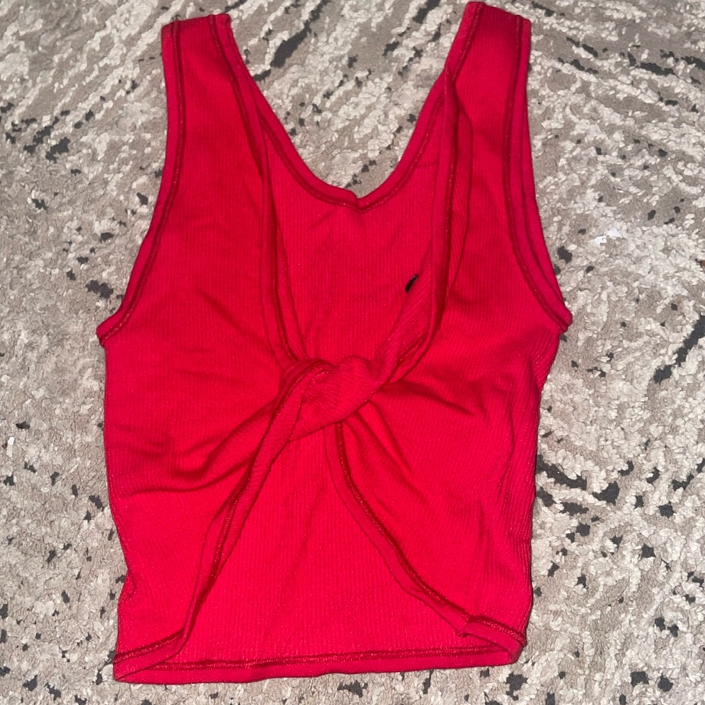Red twist UO crop top